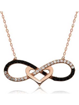 Skygo 925 Ayar Gümüş Kalpli Sonsuzluk Kadın Gümüş Kolye