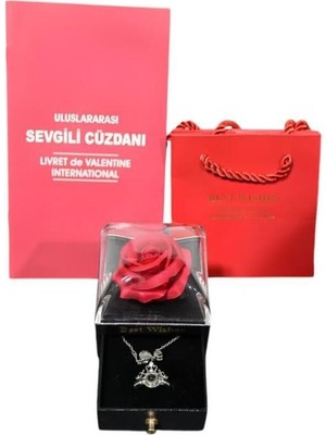 Kumi 100 Dilde Seni Seviyorum Yazılı Kolye ve Yüzük Seti Sevgili Cüzdanı Sevgililer Günü Hediyelik