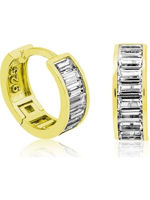 Skygo ​gümüş Gold Baget Taşlı Halka Küpe