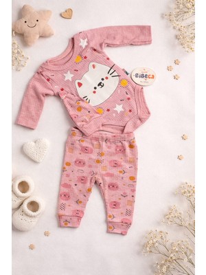 love Şapkalı Zıbınlı Alt Pantolonlu 3lü Takım Kız Bebek