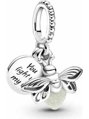 Kumi Bileklik ve Kolye Uyumlu Karanlıkta Parlayan Ateşböceği Fosforlu Sallantılı Charm