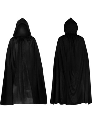 Skygo Parti Aksesuar Cadılar Bayramı Kapişonlu Pelerin Siyah 90 cm