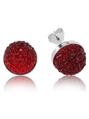 Skygo 925 Ayar Gümüş Kırmızı Çivili Küpe