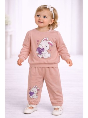 love Baskılı Gül Kurusu Renk Alt Üst Takım