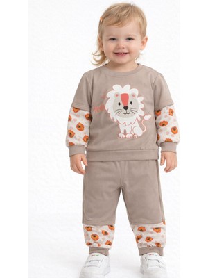 love Kompak Kumaş Aslan Baskılı Alt Üst Takım