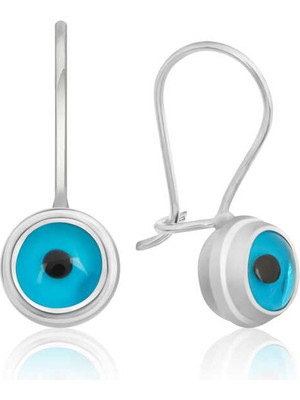 Skygo Gümüş Göz Sallantılı Rodyum Nazar Küpe