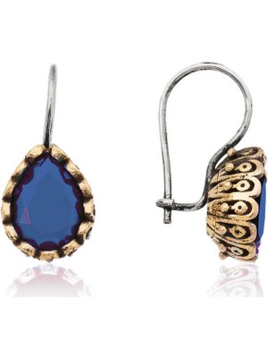 Skygo Gümüş Mavi Damla Otantik Kadın Küpe