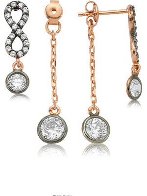 Skygo 925 Ayar Gümüş Zincirli Sonsuzluk Bayan Küpe