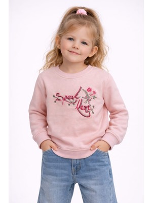 love Yuvarlak Yaka Şardonlu Kız Çocuk Sweat
