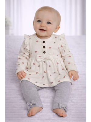 love Fırfırlı Kurdeleli Düğmeli Çiçek Detaylı Alt Üst Takım