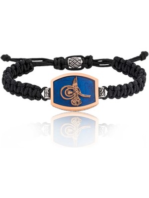 Skygo 925 Ayar Gümüş Tuğralı Makrome Erkek Bileklik