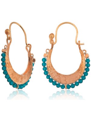 Skygo Gümüş Turkuaz Taşlı Bohem Küpe