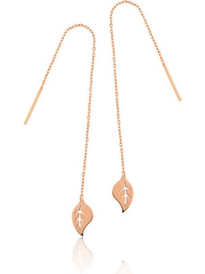 Skygo Gümüş Zincir Yaprak Küpe