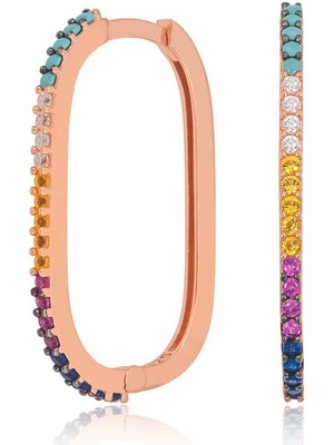 Skygo Gümüş Mix Taşlı Halka Küpe