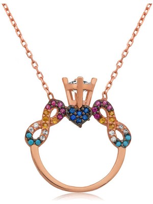 Skygo 925 Ayar Gümüş Tek Taş Sonsuz Aşk Kadın Gümüş Kolye