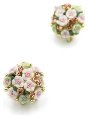 Skygo Çiçek Buketi Küpe - Yeşil