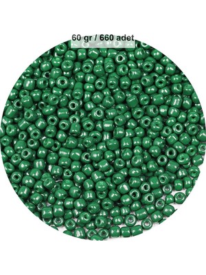 Skygo Koyu Yeşil Renk 4 mm Yaklaşık 660 Adet / 60 Gram Cam Boncuk Oya Yazma Bileklik ve Kolye
