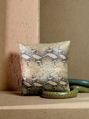 FRAMGAN Yılan Derisi Desenli Dekoratif Deri Yastık | Lüks Dokulu Modern Tasarım