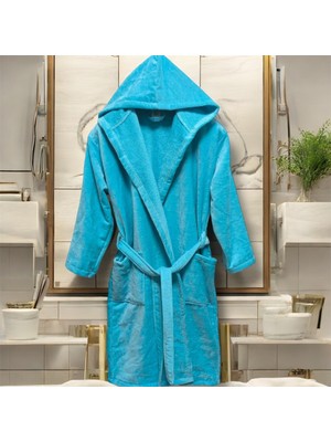 Kadife Kapüşonlu Bornoz %100 Pamuk