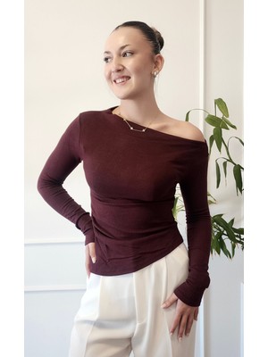 Dilvin 32197 Düşük Omuz Asimetrik Kesim Top