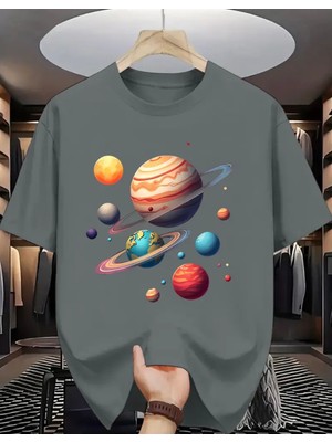 Punix Kids Punıx Kids Özel Seri Gezegenler Baskılı %100 Pamuk Ultra Rahat Yeni Sezon Erkek Çocuk T-Shırt