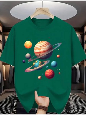 Punix Kids Punıx Kids Özel Seri Gezegenler Baskılı %100 Pamuk Ultra Rahat Yeni Sezon Erkek Çocuk T-Shırt