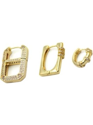 Skygo 3'lü Halka Küpe - Altın