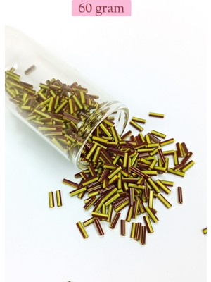 Skygo Uzun Boru Kesme Boncuk Çap 2mm Uzunluk 10 mm - 60 Gram - Koyu Kırmızı Sarı - BNC297