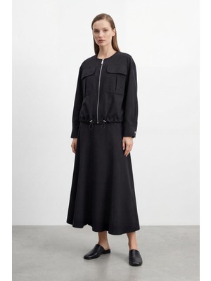 Puane Kadın Fermuarlı Cep Detaylı Ceket ve Uzun Etek Kadın Takım - 14430