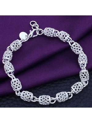 Kumi 925 Ayar Içi Boş Kristal Telkari Kadın Gümüş Kaplama Bileklik