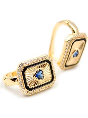 Skygo Kalp Taşlı Küpe - Mavi