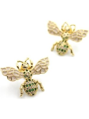 Skygo Taşlı Arı Küpe - Yeşil