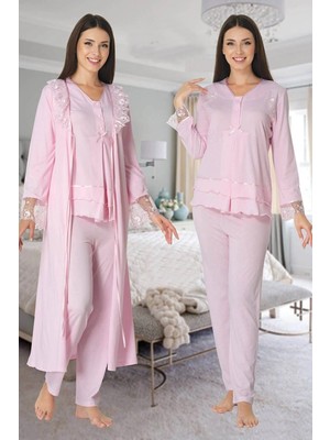 Effortt 2424 Uzun Dantel Sabahlıklı Lohusa Pijama