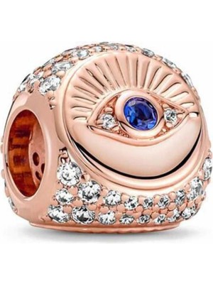 Kumi 925 Ayar Gümüş Bileklikleri İçin Fatma’nın Eli Göz ve Tüy Üç Yönlü Charm