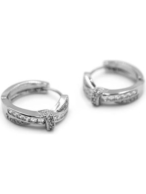 Skygo Taşlı Halka Küpe - Gümüş