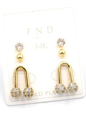 Skygo Çoklu Taşlı Küpe - Altın