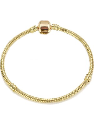 Kumi 925 Ayar Cham Uyumlu Yılan Zincir Gümüş Üzeri Altın Kaplama Kadın Bileklik-gold