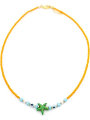 Skygo Boncuk Deniz Yıldzı Kolye - Turuncu