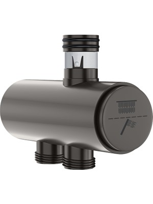 Türkiye Nalbur | Valtemo Art Gray (Antrasit) Duş Seti Yönlendirici Vanası – Butonlu