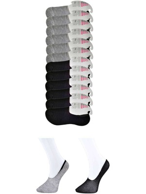 Skygo Siyah ve Gri Kadın Babet Çorap 12 Çift