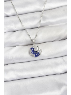 Mç Plus 316L Çelik Zincir Gümüş Renk Gece Model Zirkon Taşlı Kadın Kolye