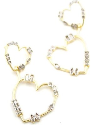 Skygo Taşlı Kalp Küpe - Altın