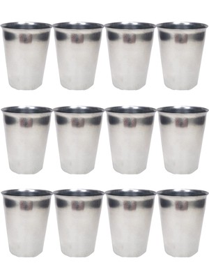 Skygo 12 Adet Paslanmaz Çelik Krom Bardak 9 x 7,5 x 5,5cm