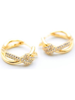 Skygo Taşlı Halka Küpe - Altın