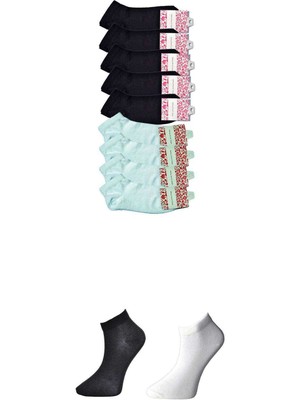 Skygo Siyah ve Beyaz Kadın Bilek Çorap 9 Çift