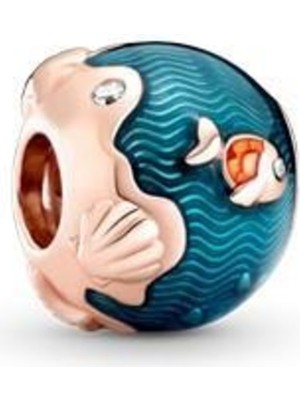 Mimozaavm Pandora Bileklikleri Için Işıltılı Okyanus Dalgaları Ve Balık Gümüş Kaplama Charm