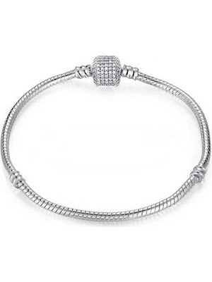 Kumi 925 Ayar Gümüş Taş Desenli Silindir Kilit Kadın Gümüş Bileklik