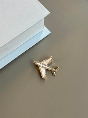 Skygo Sedefli Uçak Broş - Altın