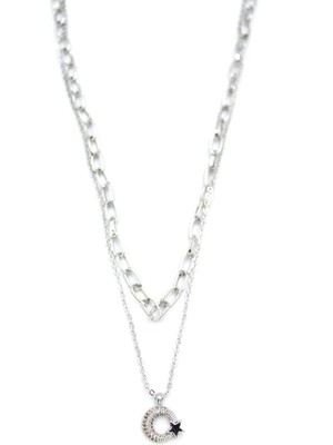 Skygo Çoklu Ay Yıldız Kolye - Gümüş