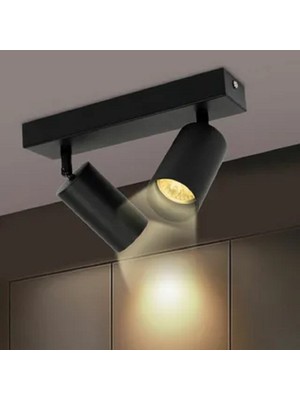 Riolight Modern2 Siyah2 Mutfak2,giyinme Odası2,cafeler2 Için Gün Işiğı Metal 2li Spot(Ampul Dahil)